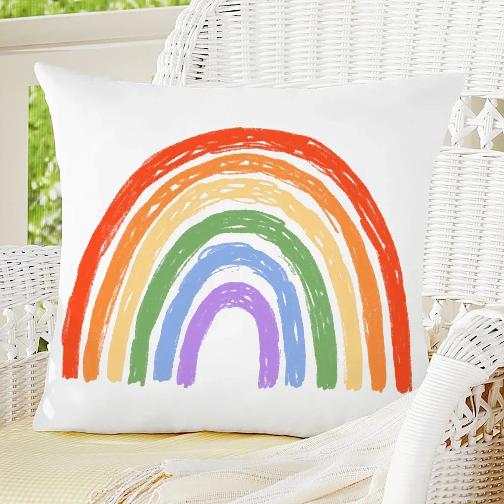 

Rainbow printed polyester pillowcase sofa cushion cover home decorationliving room office pillowcase bedroom decoration