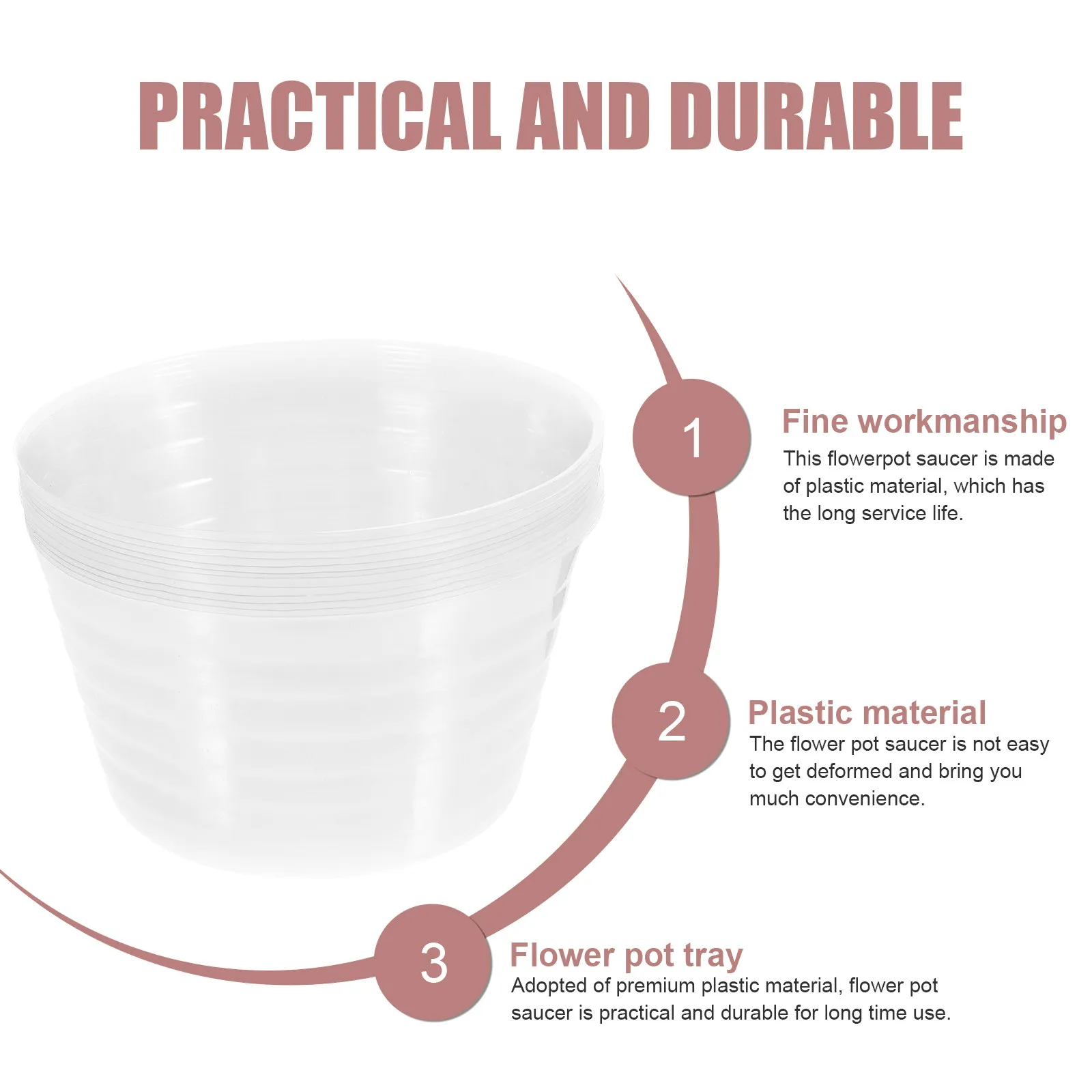 12Pcs Plastic Plant Pot Saucer Drip Tray Non Deformable Flowerpot Bottom Tray Prevents Soil Spill Clear Gardening Flowerpot