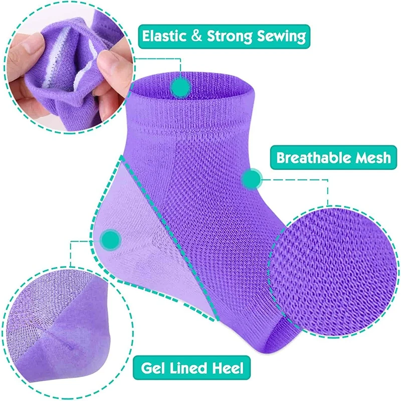 Silicone Sleeve Gel Socks Moisturizing Heel Sock for Foot Repair Protector Inserts for Dry Cracked Feet Care Relief Pain Inserts