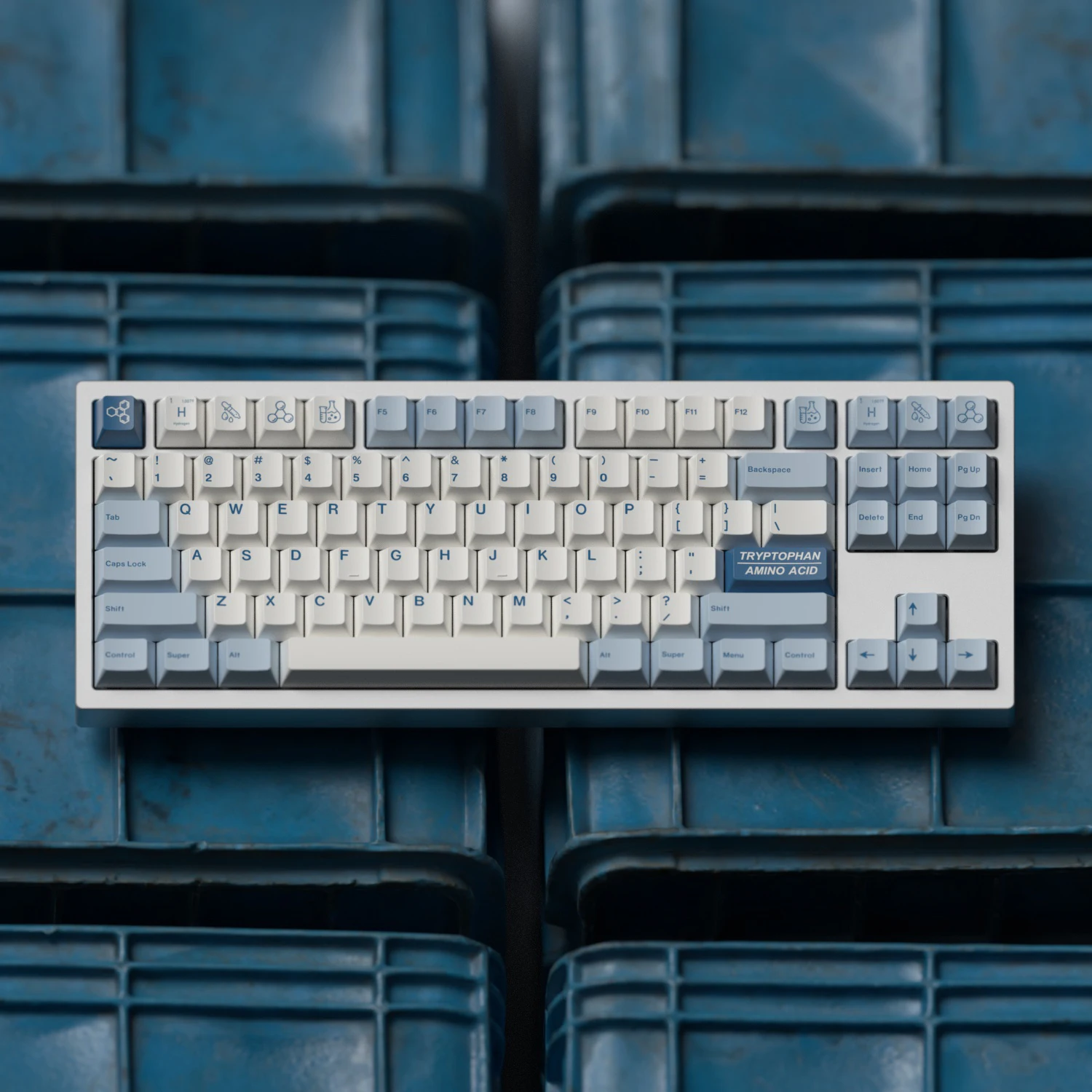 【Skyline】White And Blue Hydrogen Keycap Cherry Profile PBT Dye Subbed Key Caps For Mechanical Keyboard With MX Switch