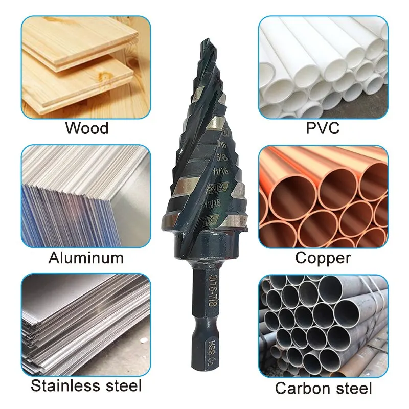 1PC British M35 High-speed Steel 3/16-7/8 Hexagonal Handle Black and White Step Drill Bit Metal Hole Opener Pagoda Drill Tool