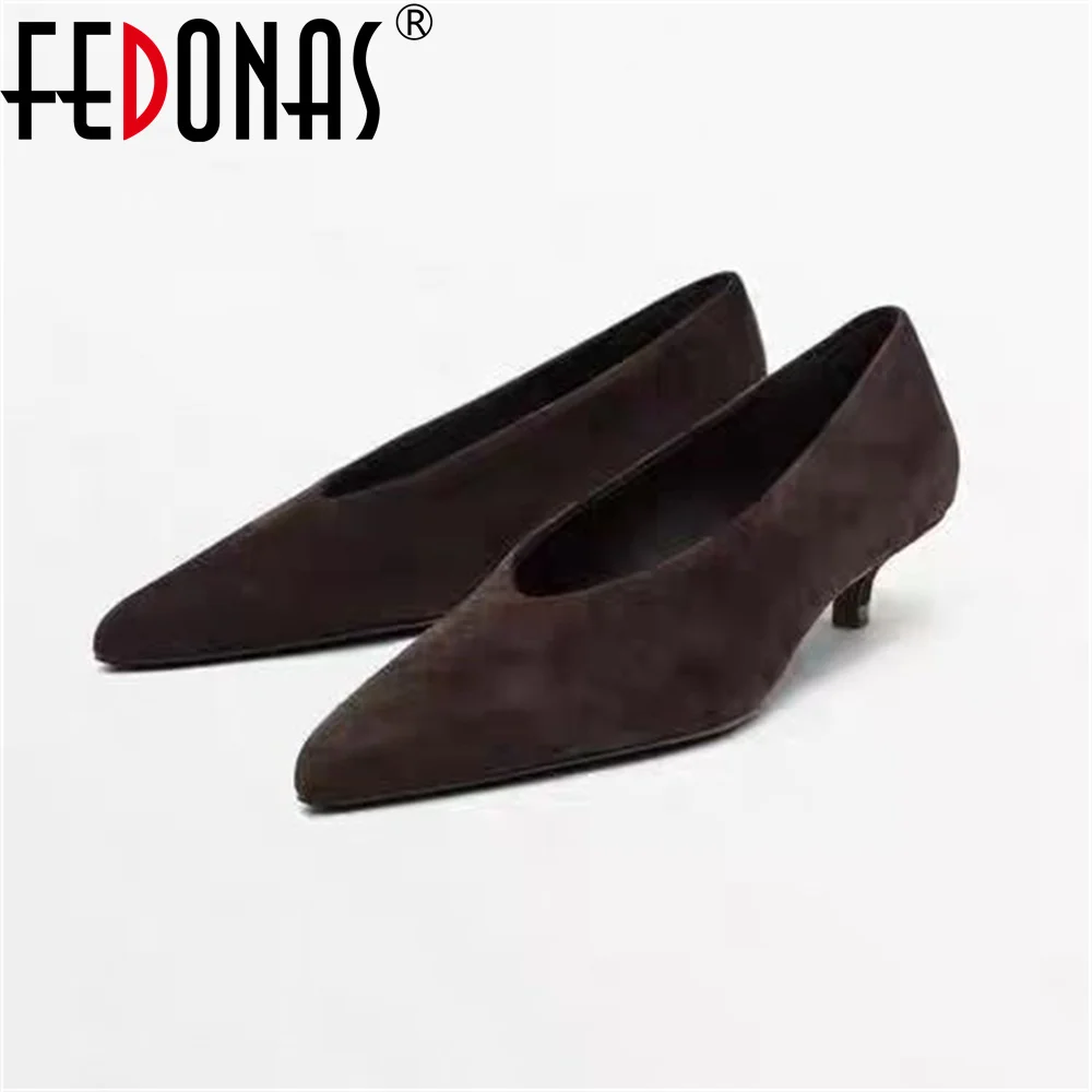 Women's Retro Suede Pointed Toe High Heel Pumps for Office or Party