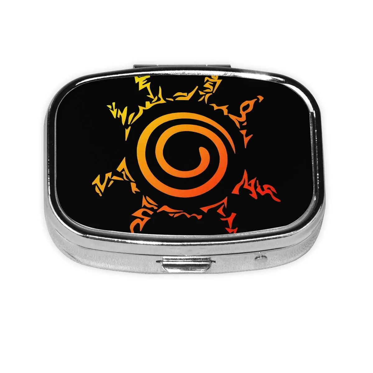 

Metal U-Uzumakies N-Narutoes Animes Travel Square Pill Organizer Medicine Box Pill Box Splitters Storage Box for Pockets Purse