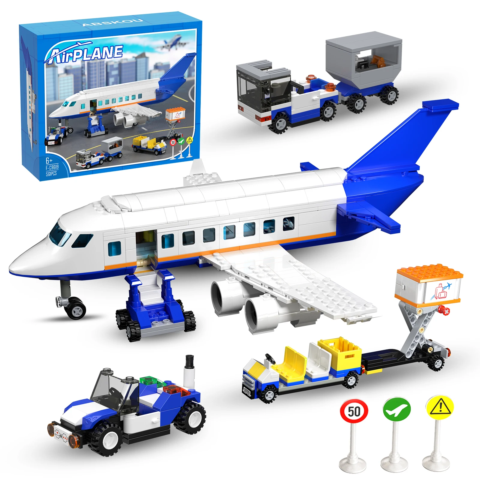 

BuildMOC NEW Airliner Commercial Aircraft Building Block Set Multi-functional City Airport Facility Model Toys for Adults Gifts