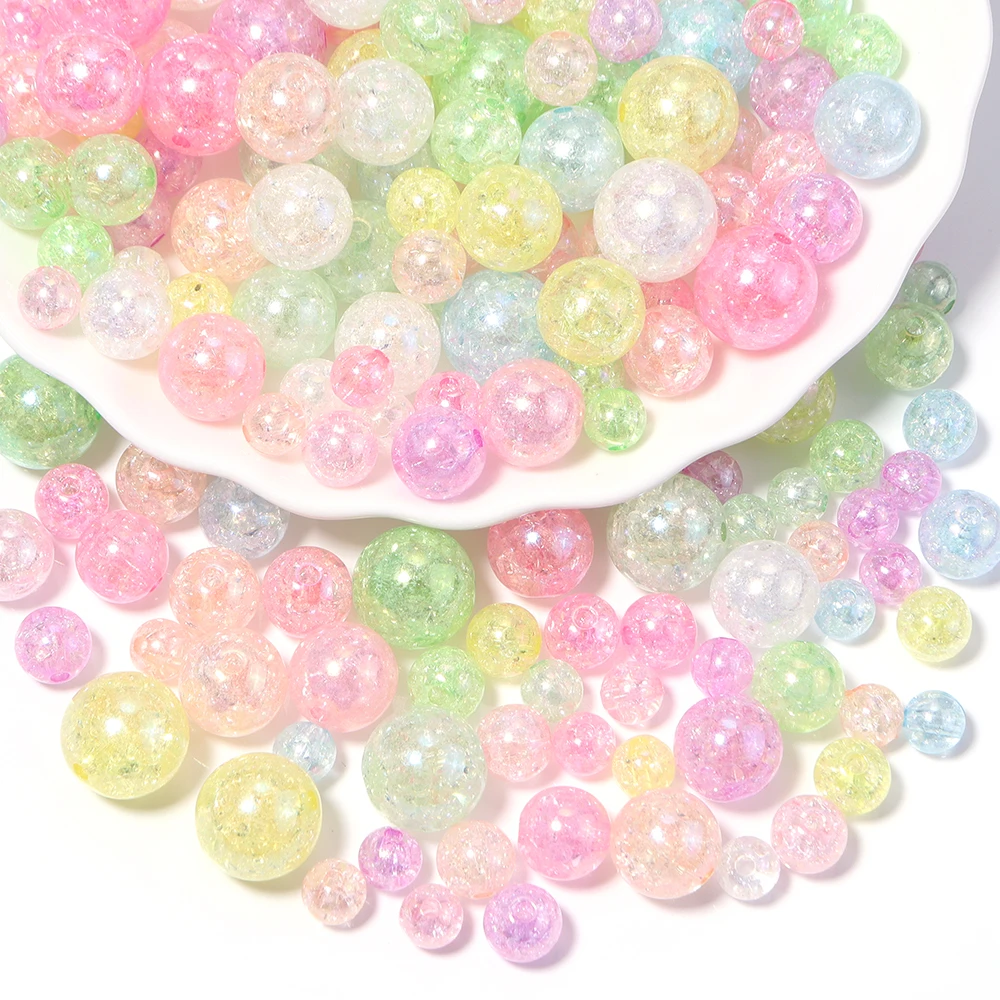 20-100 Stück 8 10 12 14 16mm runde, geknackte Kristall-Acrylperlen, lose Abstandshalterperlen für die Schmuckherstellung, DIY-Armband-Zubehör – Detail 6
