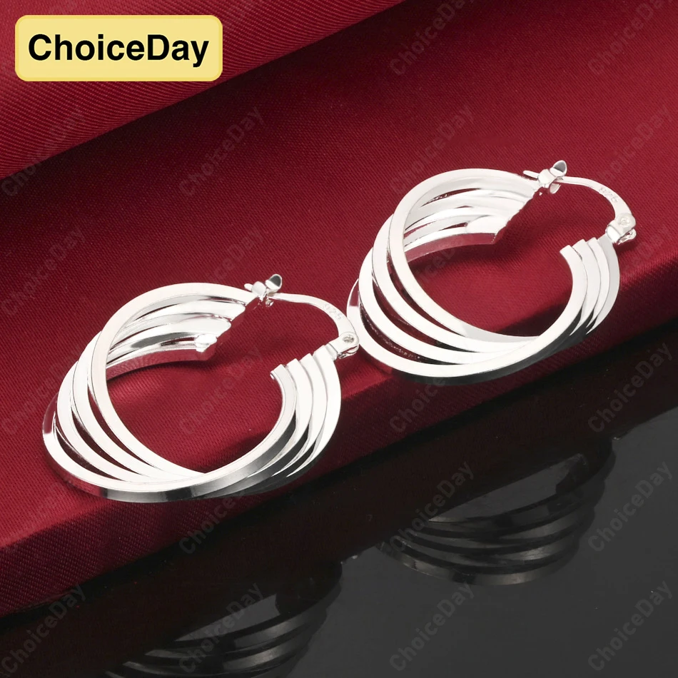 

ChoiceDay 925 Sterling Silver 35mm Multi-wire Hoop Earrings for Women Gift Accessories Jewelry Party