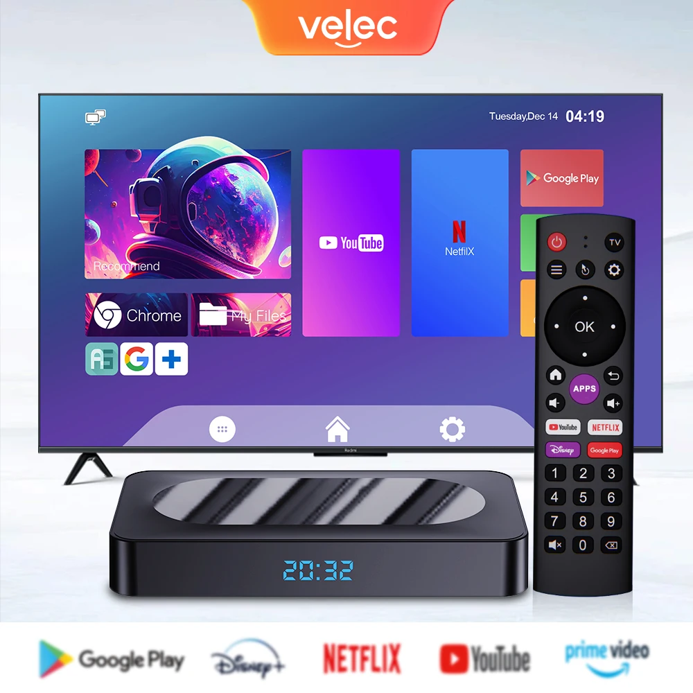 Velec TV Box Android 13 RK3528 Rockchip 3528 Quad Core 4K 8K Mediaspeler Wifi6 BT5.0 4 GB 32 GB Set Top Box