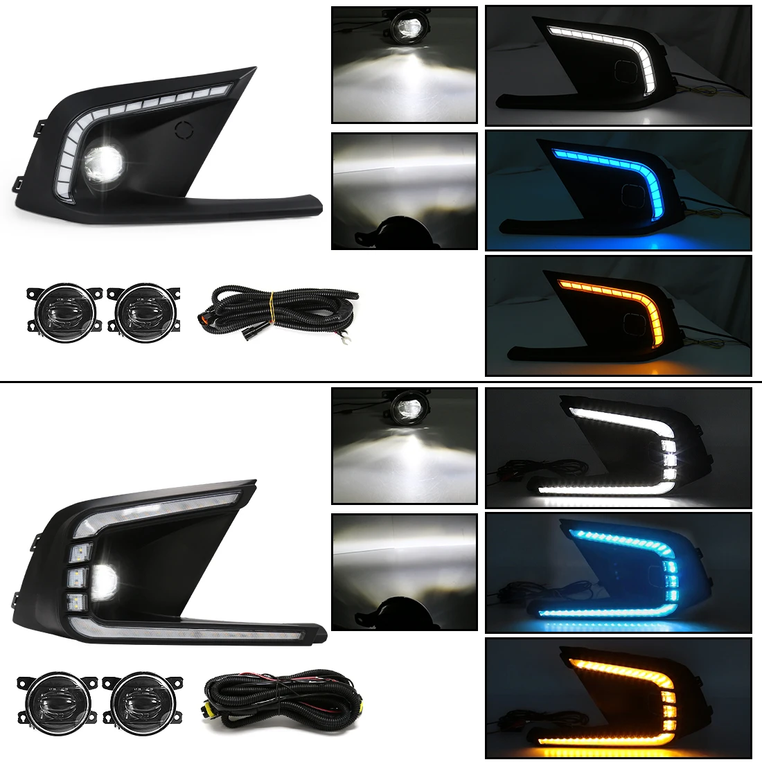 For Honda Civic 2021 2022 2023 DRL Daytime Running Lights LED Fog Lamps Front Bumper Daylights White Blue Amber Car Accessories