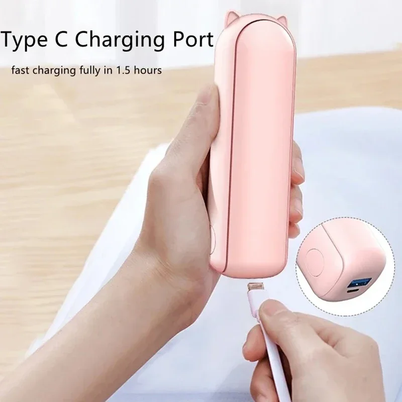 Portable Fan Super Mini Handheld Fan USB Rechargeable Fan Foldable Hand Held Small Pocket Fan with 2000mAh Power Bank 3 Gears