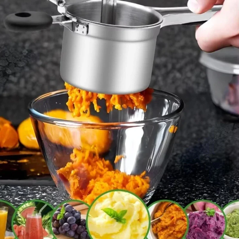 3/4 Meshes 1Set Potato Ricer with 3 Interchangeable Discs Large 15oz Heavy Duty Stainless Steel Kitchen Tool