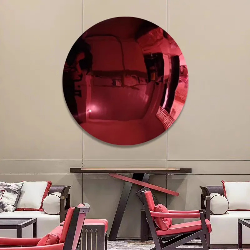 Colorful waterproof circular decorative painting on the convex surface, light luxury hand-painted crystal porcelain painting