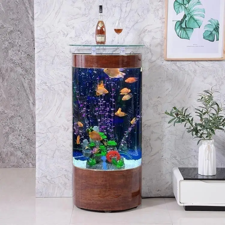 Oxygen fish tank Semicircular goldfish tank Living room Household large ecological floor type