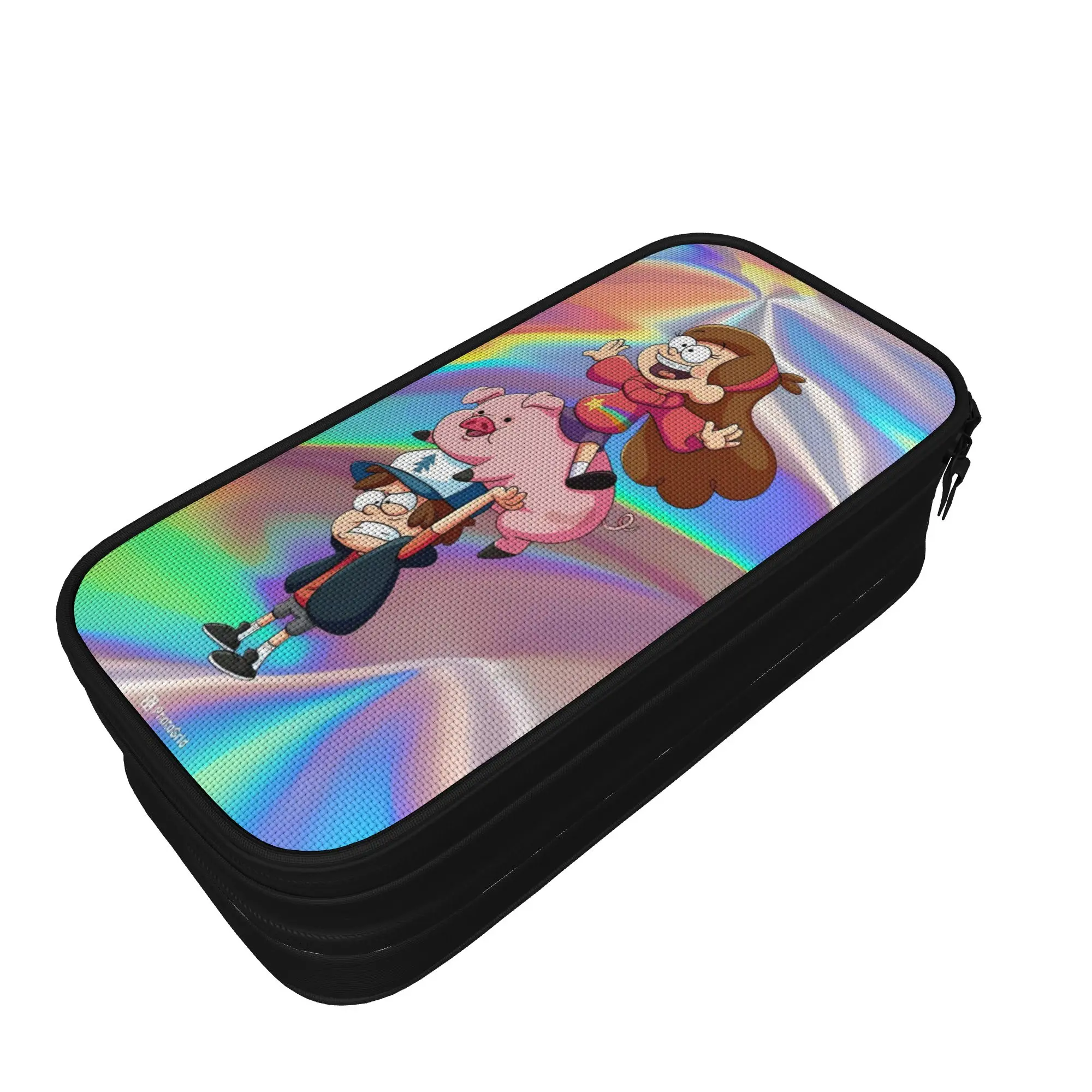G-Gravity Falls Pencil Case Back To School Pencil Cases Double Layer Girls Boys Large Capacity Pen Box Stationery Organizer