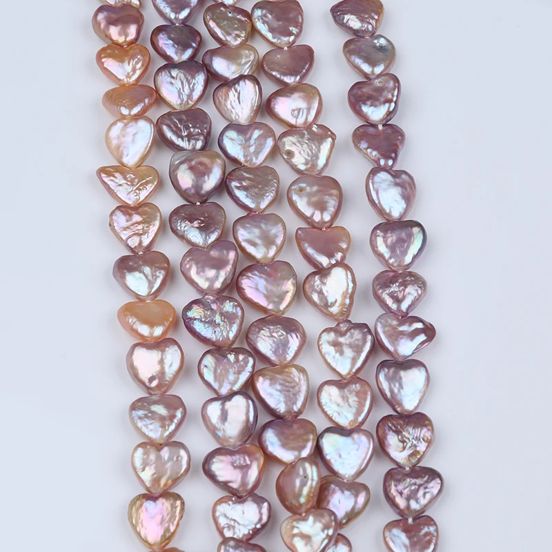 

12-14mm natural purple real loose baroque heart pearl beads strand
