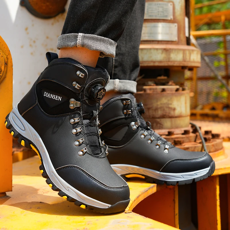 Rotary Buckle Work Boots Men Breathable Safety Shoes Safety Steel Toe Shoes Puncture-Proof Work Shoes Brand Indestructible Boots