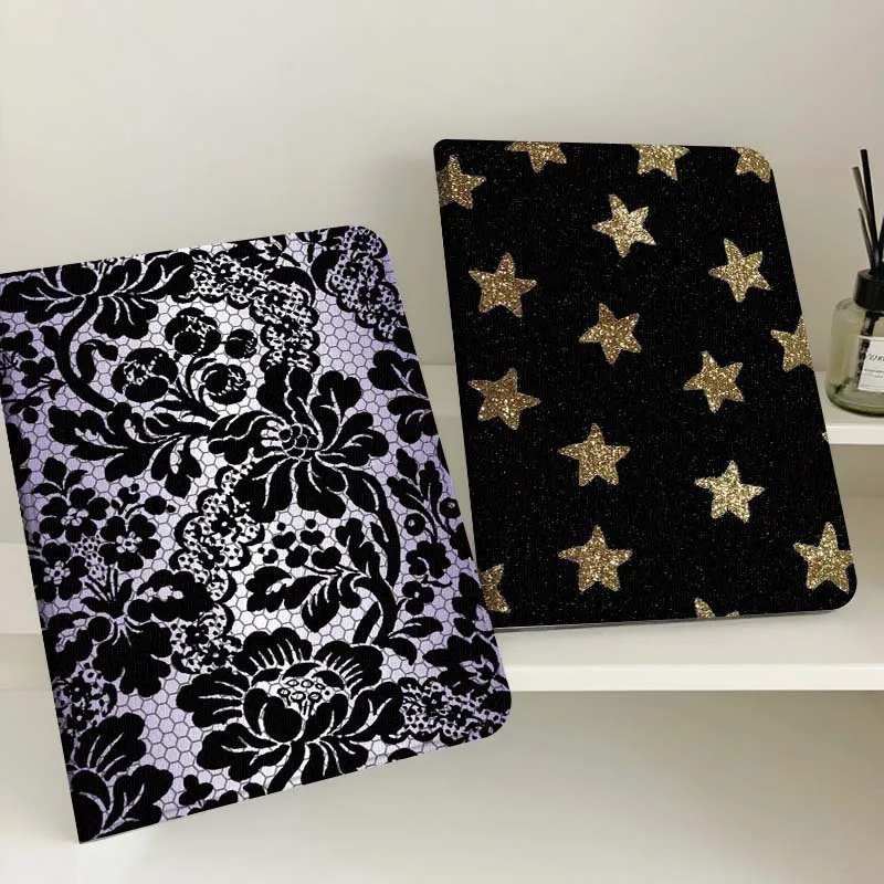 

Black Floral Lace Fabric Tablet Case For Samsung Tab Galaxy S6 S11 A A7 A8 A9 A11 10.1 10.4 10.5 Plus Lite Gift