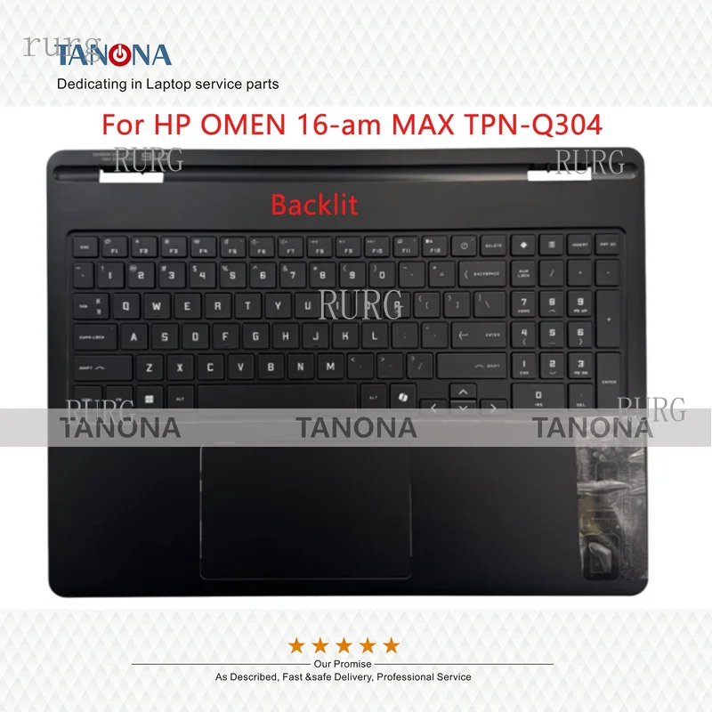 R+  Brand new palm rest cover for HP Omen 16-AM MAX TPN-Q304, plus backlit keyboard and touchpad