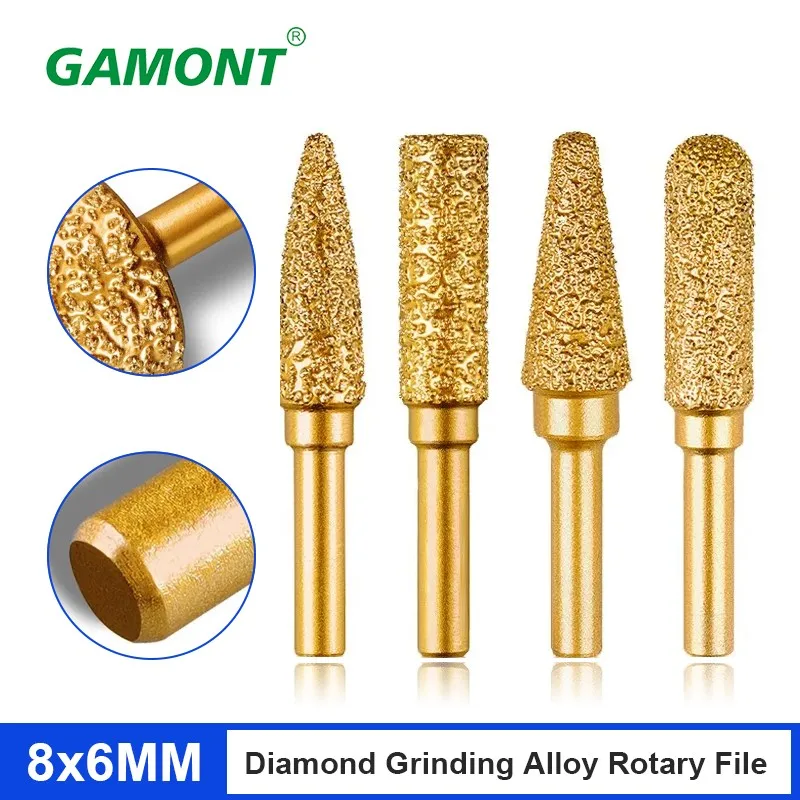 GAMONT Diamond Grinding Head Alloy Rotary File Electric Grinder Hand Drilling Steel Sand Metal Grinding Drill Bits Tools