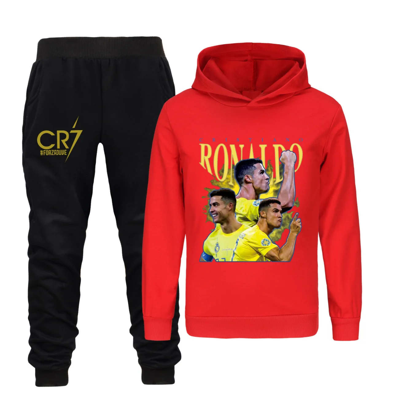 

Spring Children 2pcs Set Fashion Ronaldo Cr7 Hoodie+Pants Suit Kid Boys Girl Clothes Casual Sportwear Football Star