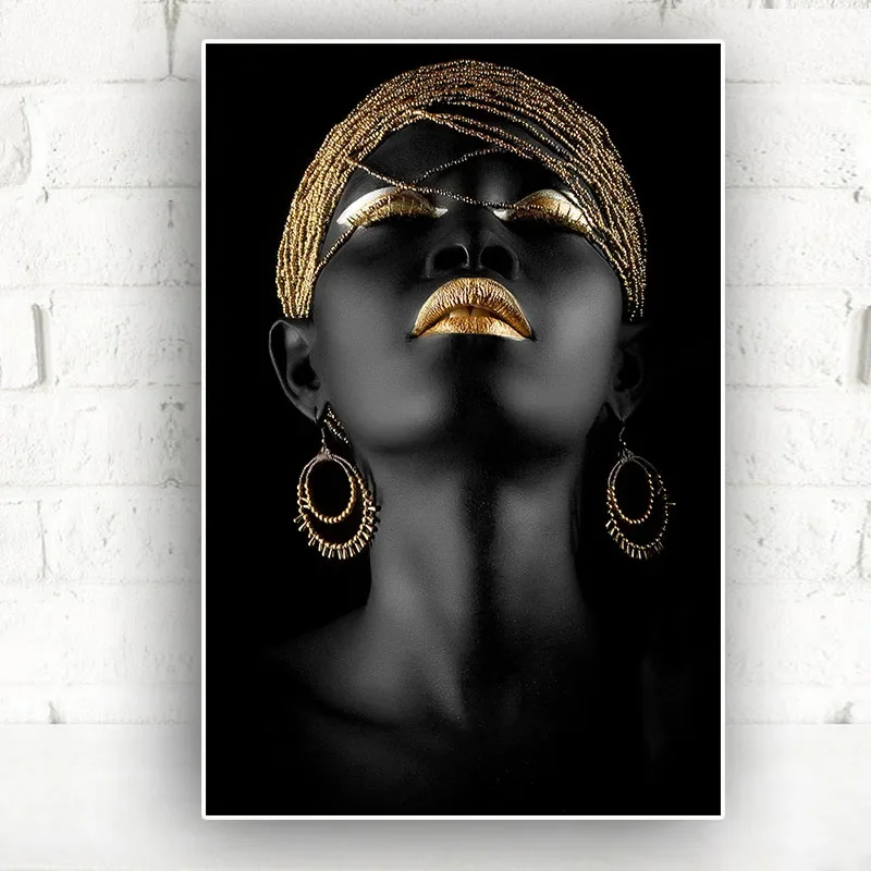 Contemplator Black African Nude Woman Oil Painting on Canvas Posters and Prints Scandinavian Wall Art Picture for living room