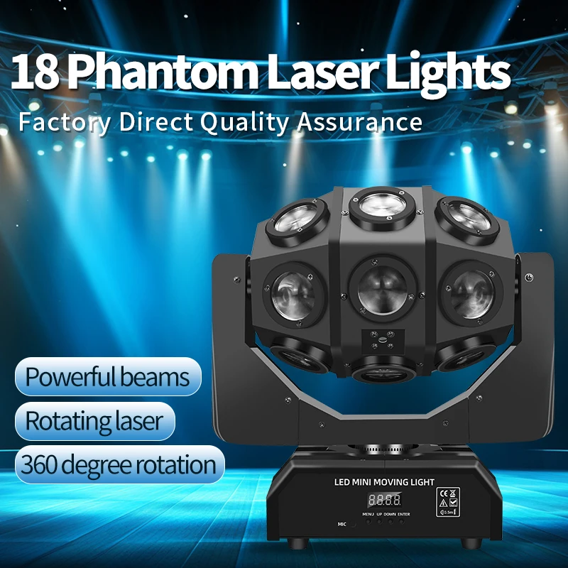 18x12W Rgbw 4in1 Led Beam Fast Moving Head Lights Football Lamp Stage Effect Lighting for DJ Disco KTV Nightclub Wedding