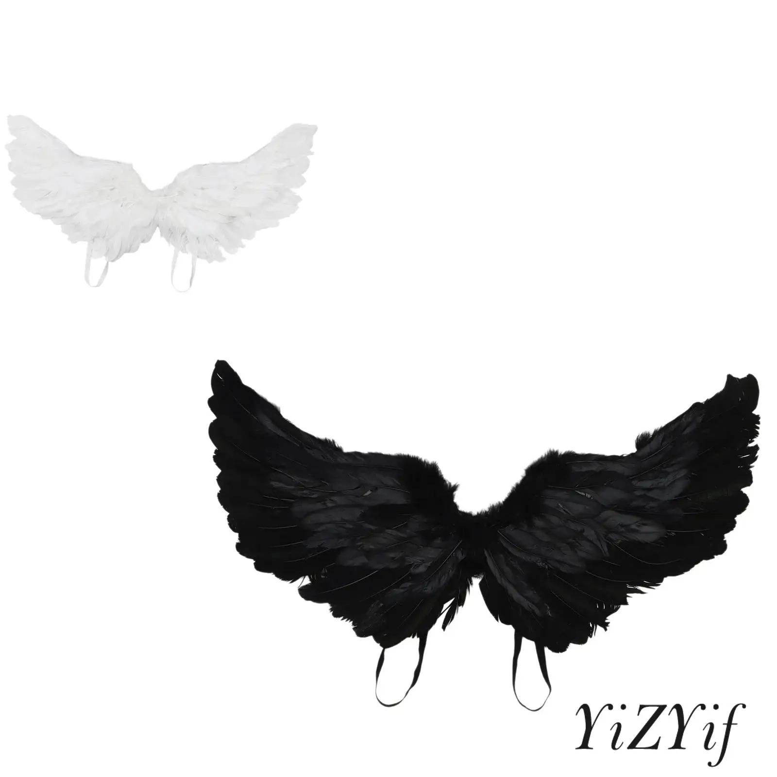 1Pc Adulti Bambini Realistico Angelo Demone Ala di Piume Accessorio per Costume Halloween Dress Up Puntelli per Feste per Cosplay Masquerade Shoot