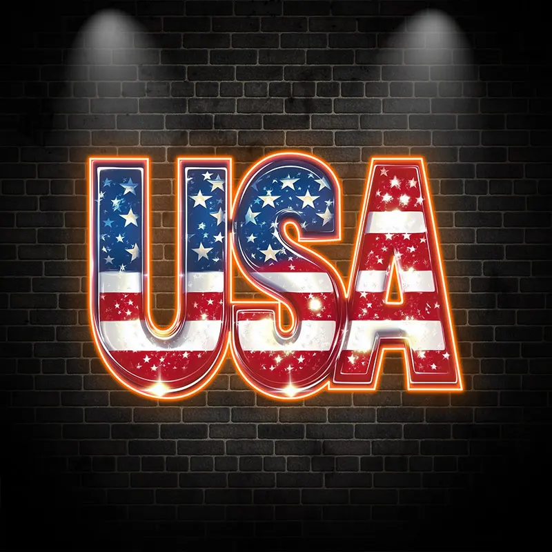 USA Neon LED Light with American Flag Design - Patriotic Wall Decor for Home, Bars, and Parties - Perfect for Independence Day