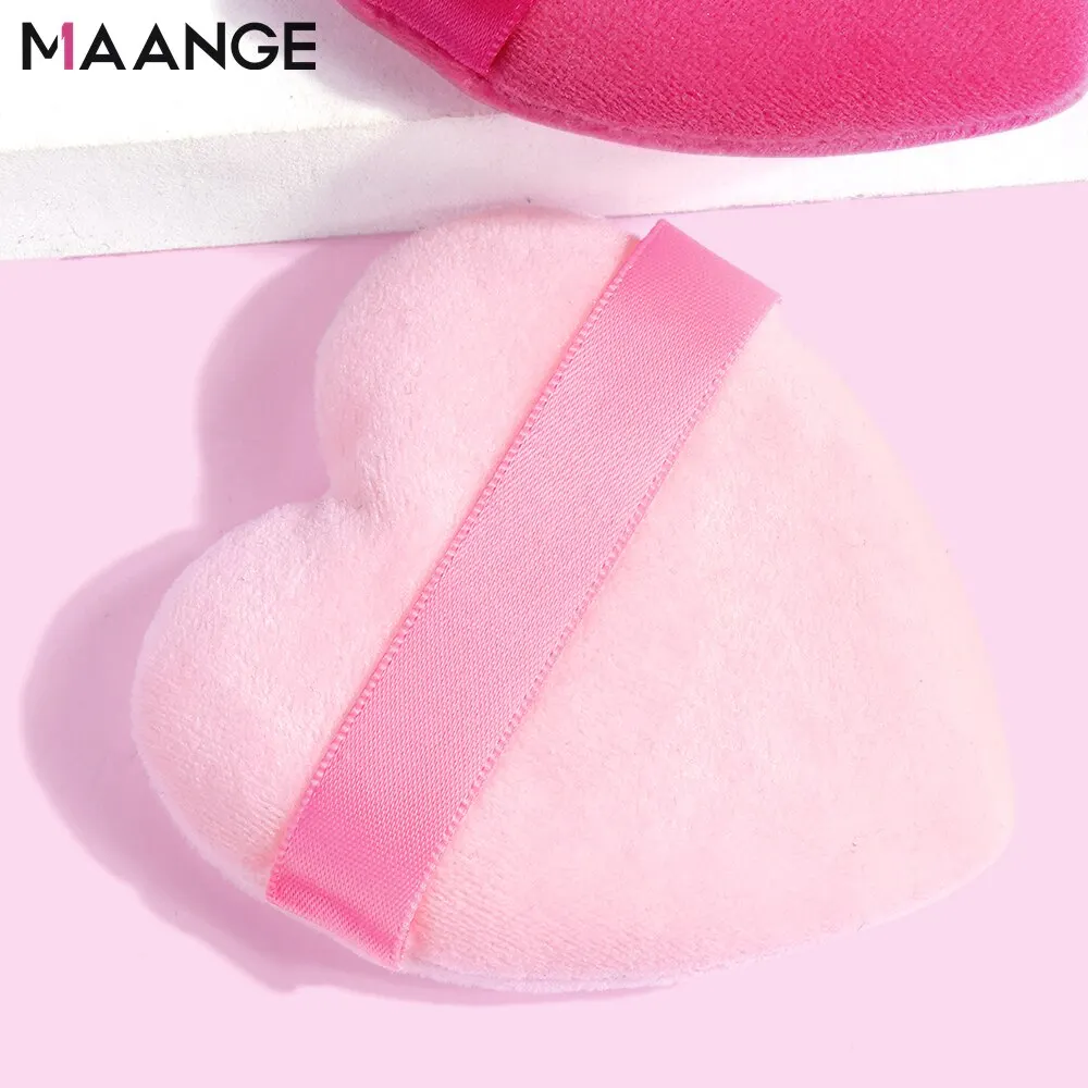 MAANGE 2 Pieces Heart-shaped Velvet Makeup Puff Pink Facial Cosmetic Makup Cotton Sponge Beauty Tool For Beauty