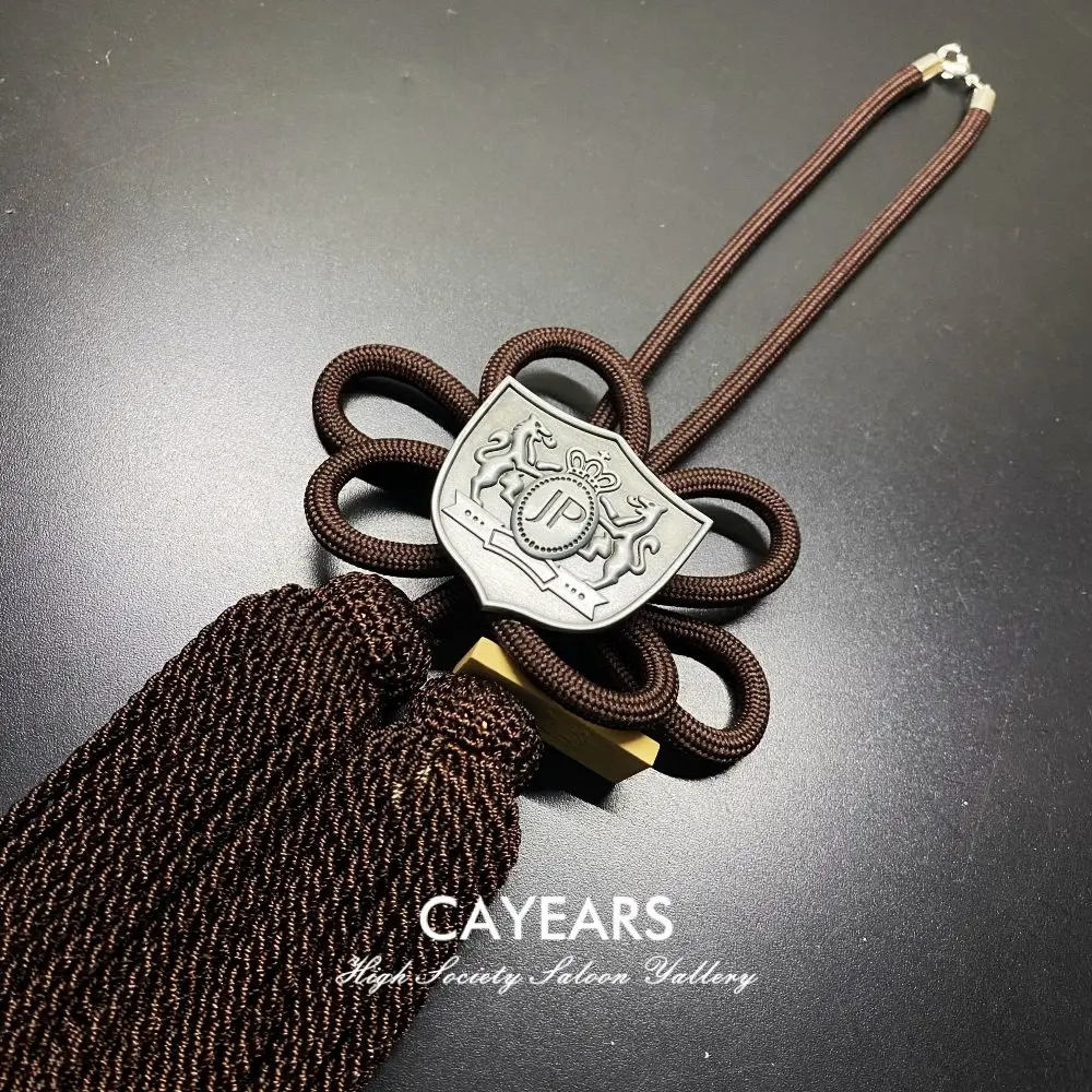 Cayears JDM Junction Produce Fusa Kiku Knot Matte Silvery JP Badge Emblem Luxury For Car Auto Rearview Mirror Lucky Ornaments