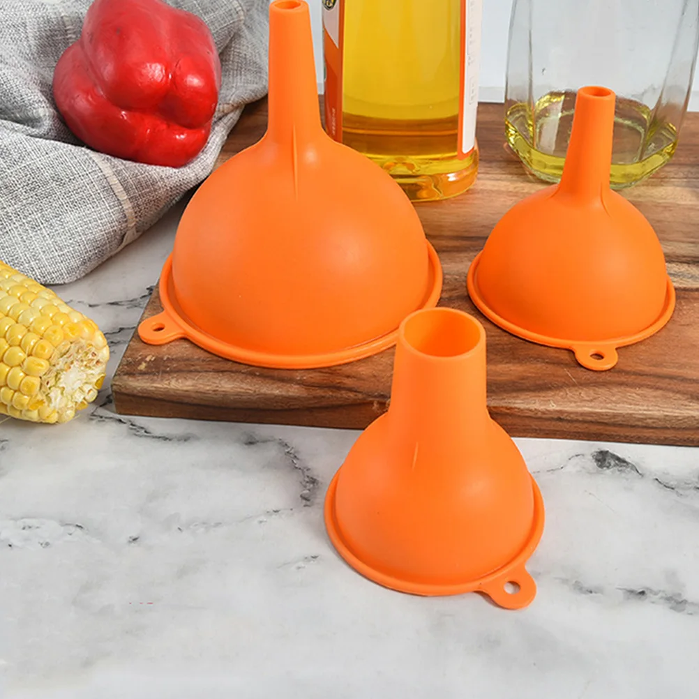

3pcs Silicone Set Kitchen Tools Oil Vinegar Liquids Filling Bottle Portable Storage Condiments Wide mouth Funnel Liquid Oil