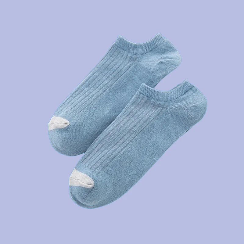 5/10 Paar japanische einfarbige Socken vertikale Streifen Socken Damenmode flachen Mund kurze Röhren socken College-Stil Socken