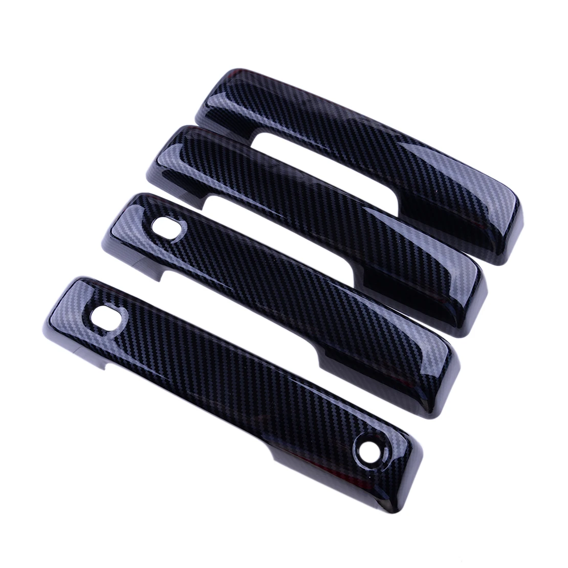 4pcs/Set Black Carbon Fiber Style ABS Car Exterior Door Handle Cover Trim Decor Cap Fit for Ford F150 F-150 2021 2022