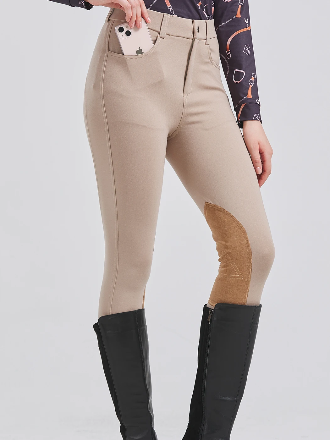 pantalones-de-equitacion-de-cintura-alta-con-silicona-para-hombre-y-mujer-ajuste-delgado-secado-rapido-mitad-cuero-mitad