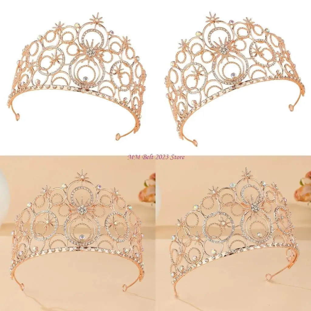 49me-ケバケバヘアフープガール誕生日パーティーエレガントページェントウォータードロップクリスタルガールキングコスチューム帽子