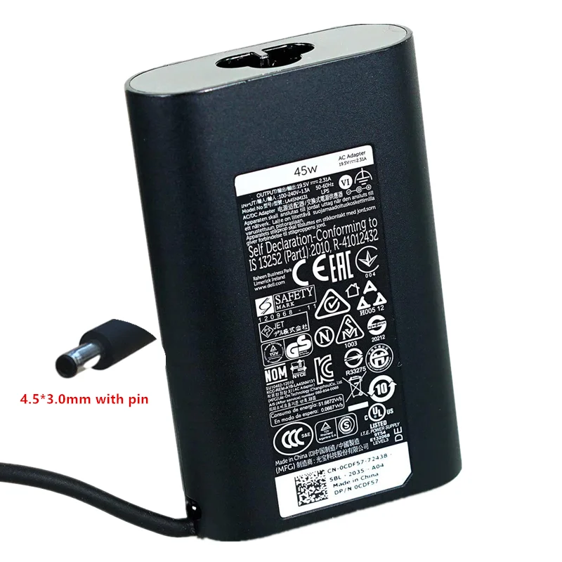 

19.5V 2.31A 45W 4.5X3.0mm Original Laptop Power Adapter Charger For Dell LA45NM121 FA45NE1-00 4H6NV X9RG3 3RG0T CDF57 LA45NM131