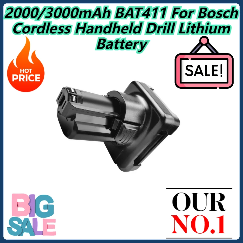 

2000/3000mAh BAT411 For Bosch Cordless Handheld Drill Lithium Battery