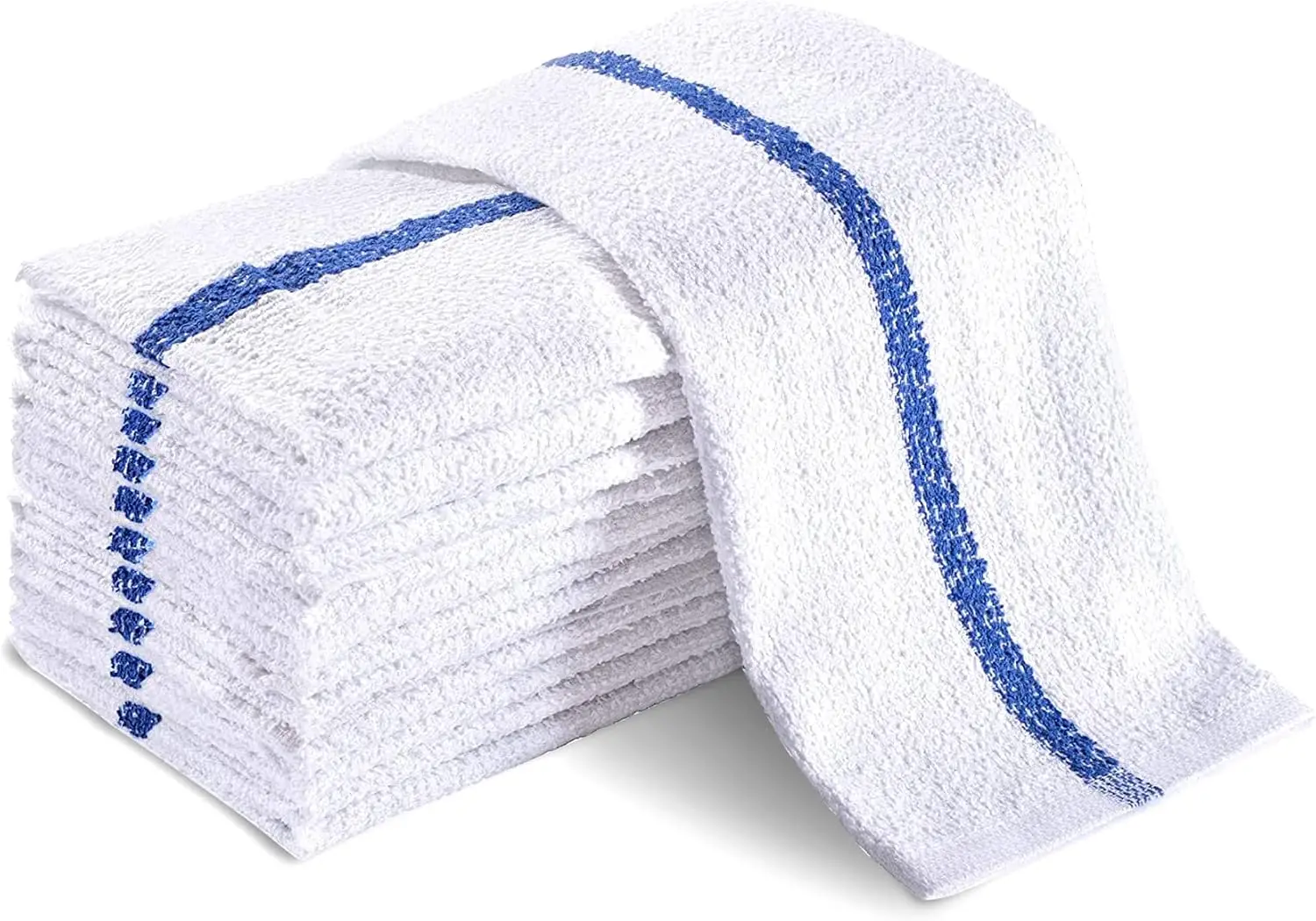 

Universal Cleaning Towels, Bulk 24 Pack, 16” X 19” 100% Cotton Fully Bordered Commercial Grade Terry Weave Cloth Bar Mops for Everyday Restaurant or Home Use