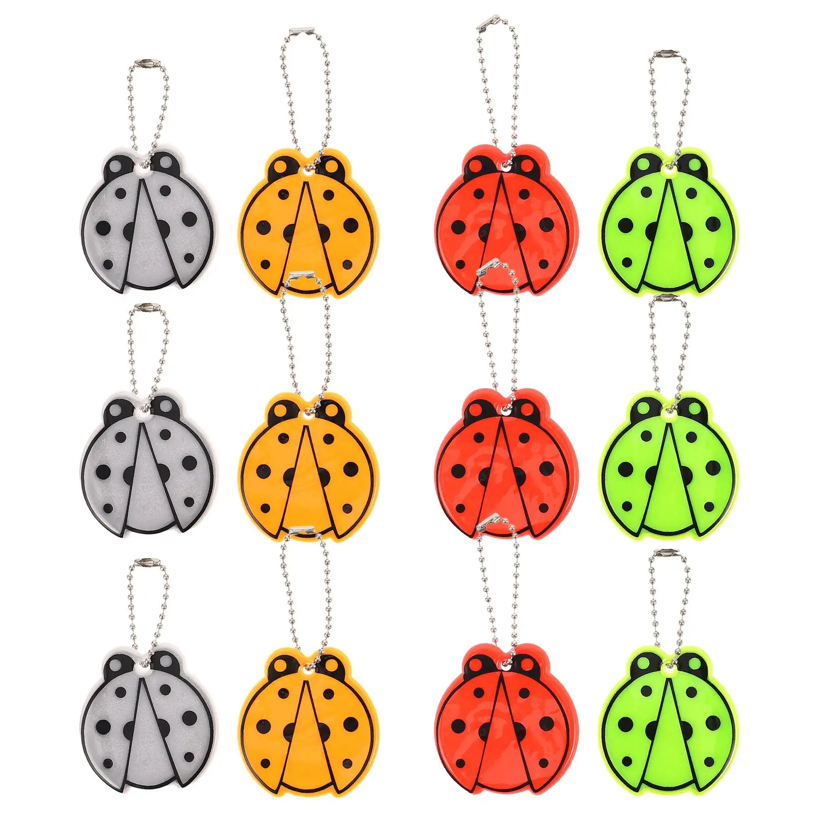 

12Pcs Ladybug Reflective Tags Backpack Key Bag Pendants Reflective Keychain For Backpack Outdoor Camping Hiking Accessories
