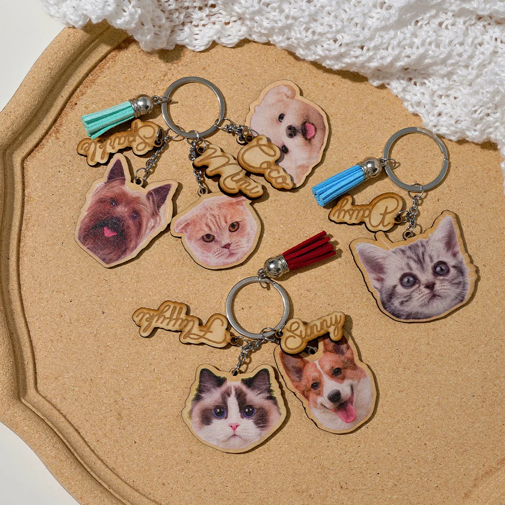 Custom Pet Keychain, Pet Portrait Keychain, Personalized Pet Photo Keychain, Cat  Memorial Gift, Holiday Gift for Pet Lovers image 3
