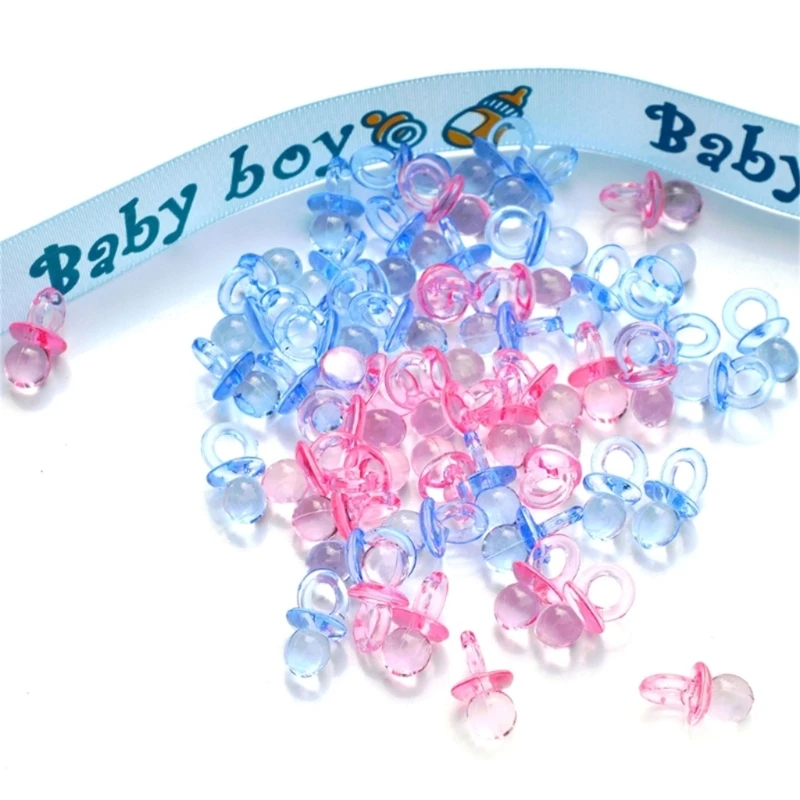 50pcs Acrylic Baby Shower Pacifiers Mini Acrylic Pacifiers for Gender Reveal Party Table Scatter and DIY Decorations