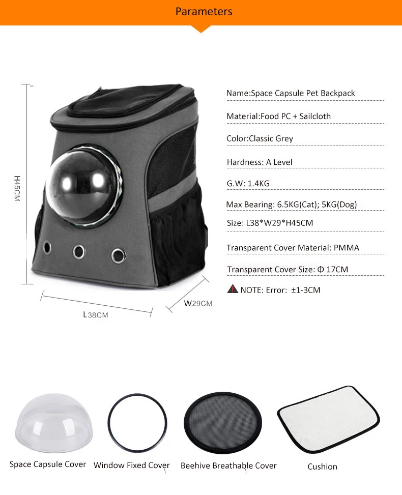 Lightweight Pet Carrier Backpack, Breathable Space Capsule, Super Travel Bag, Astronaut Carrier, Puppy, Cat, Dog, Lightweight