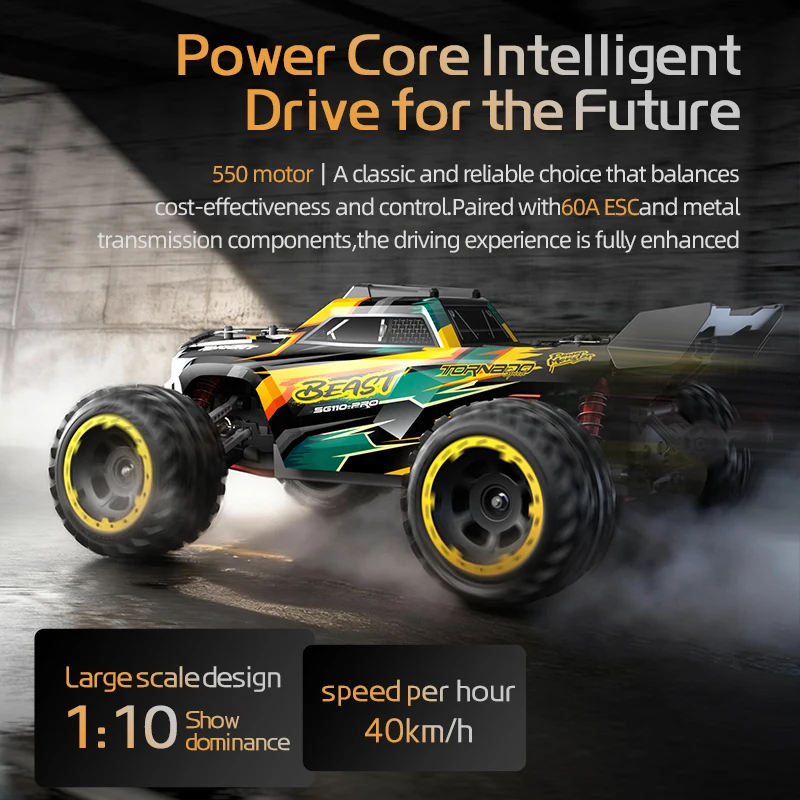ZLL SG110PRO 1/10 4WD RC Off-Road Truck 2.4GHz 60A ESC 550 Motor All-Terrain RC Monster Truck with LED Lights & 7.4V Battery