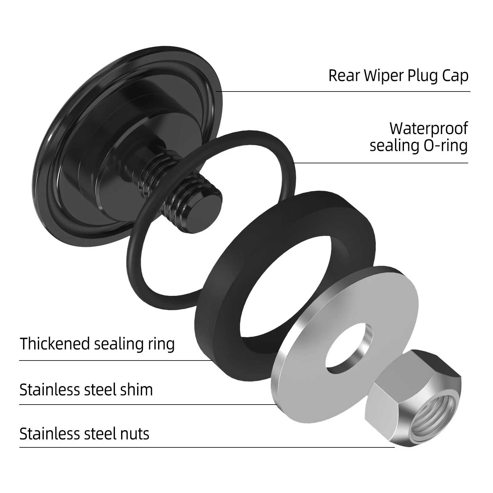 Limpiaparabrisas trasero Universal, tapa de enchufe para Bmw E46 Serie 3, Kit de cubierta de limpiaparabrisas trasero de aluminio Hatchback para