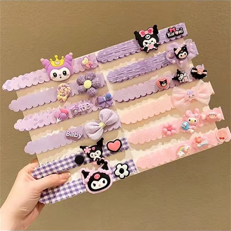 3Pcs Sanrio Kuromi Velcro Headbands Bangs Stick Kawaii My Melody Cinnamoroll Hair Artifact Hairband Magic Tapes Hair Accessories