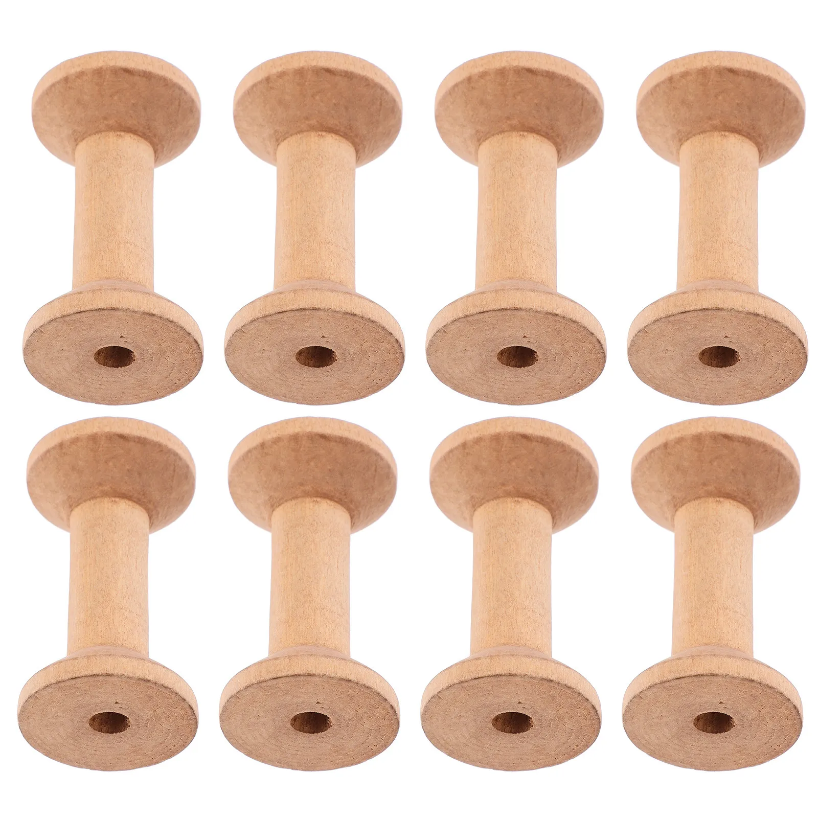 

8Pcs Wooden Spools 70x40mm Punched Center for Embroidery Thread Sewing Ribbon Yarn Cord Beading Wire Weaving Craft
