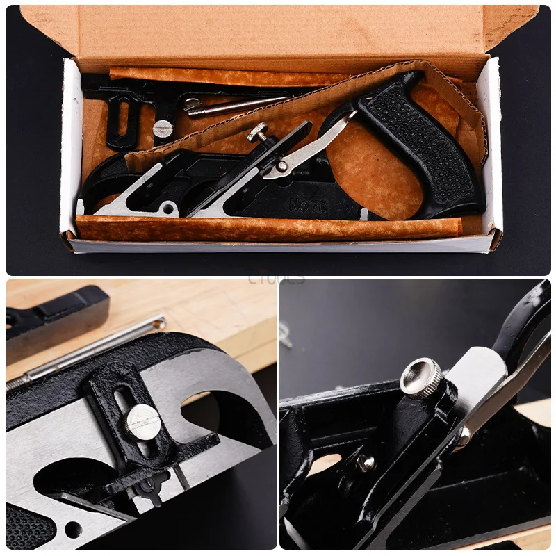 European Style Hand Rabbet Plane with Adjustable Fence Woodworking Edge Trimming Hand Plane Carpenter Groove Rebate Cutting Tool
