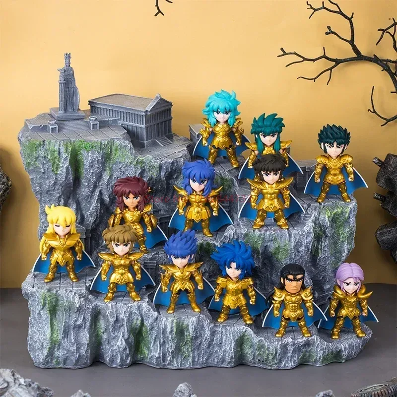 New Gold Saint Seiya Zodiac Platform Palace Figure Model Mythological Scene Display Stand Collect Ornaments Decorative Gift Boy