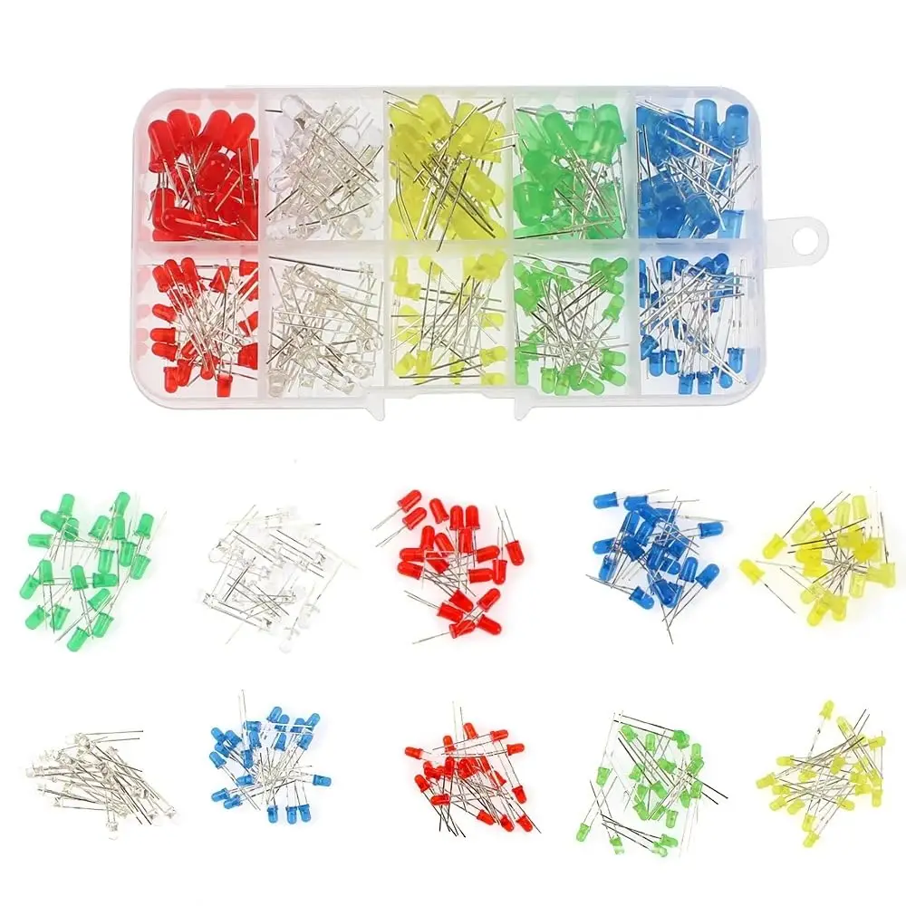 200PCS 3MM & 5MM LED Diodes Kit  Thyristor Compatible Brightness for DIY Circuits Home Decor Electronic Projects