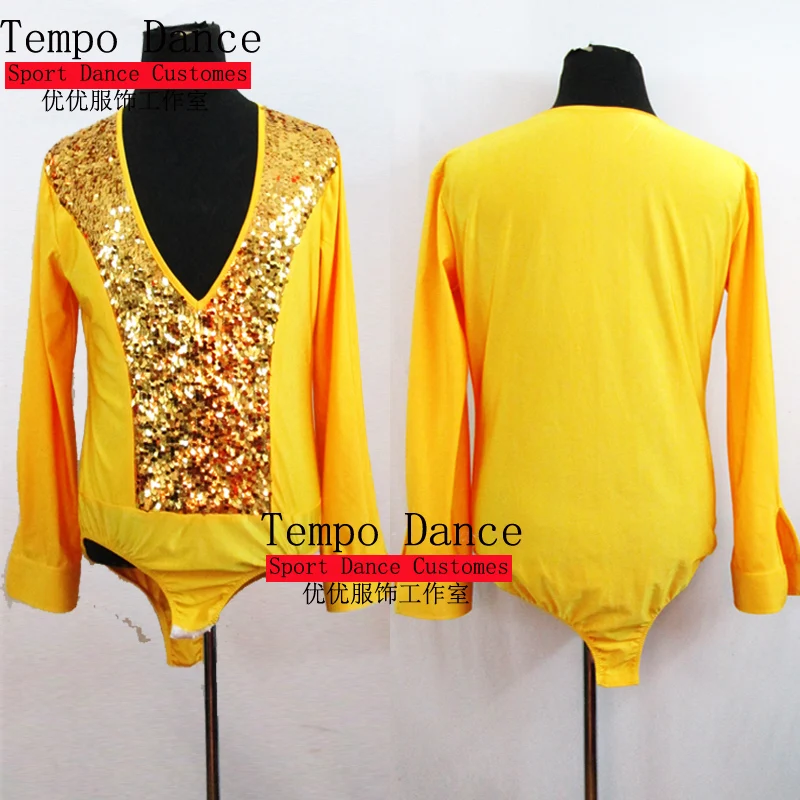 Customized Size Men Ballroom Latin Dance Shirts Kids Boys  Long Sleeve Adult Performance Clothing Competition Tops