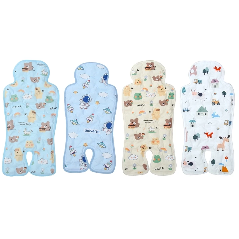 B2EB Cartoon Print Baby Strollers Cooling Pad Comfortable Cushion Pad Toddlers Dining Chair Ice Pad for Infant Cart